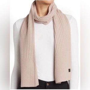 All saints pink ribbed scarf woolblend